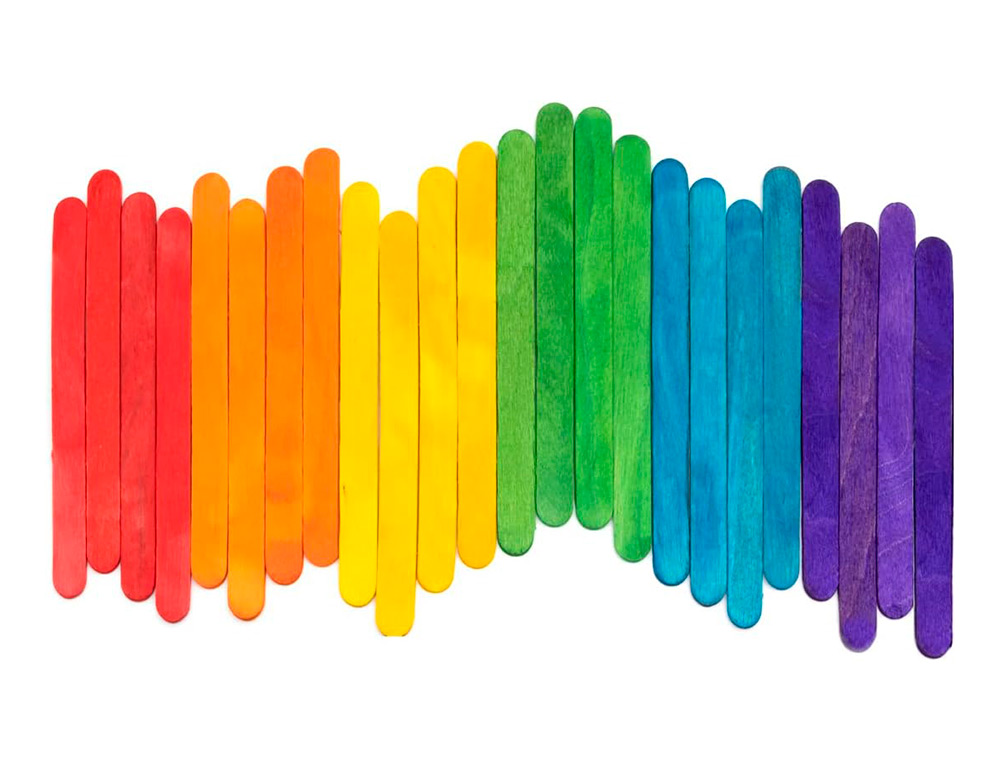 PALITOS DE MADEIRA LIDERPAPEL CORES SORTIDAS 15X1,8 CM BOLSA COM 50 UNIDADES