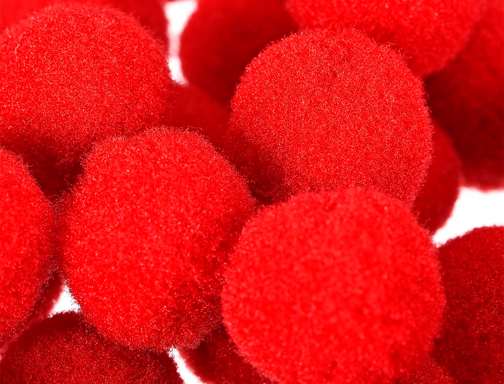 POMPONS DE CORES LIDERPAPEL 1,5 CM TONALIDADES VERMELHAS BOLSA COM 80 UNIDADES