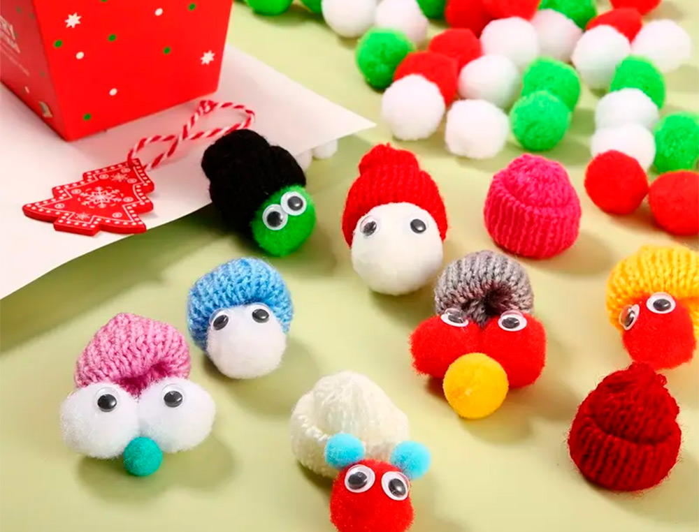POMPONS DE CORES LIDERPAPEL 1,5 CM TONALIDADES NEUTRAS BOLSA COM 80 UNIDADES