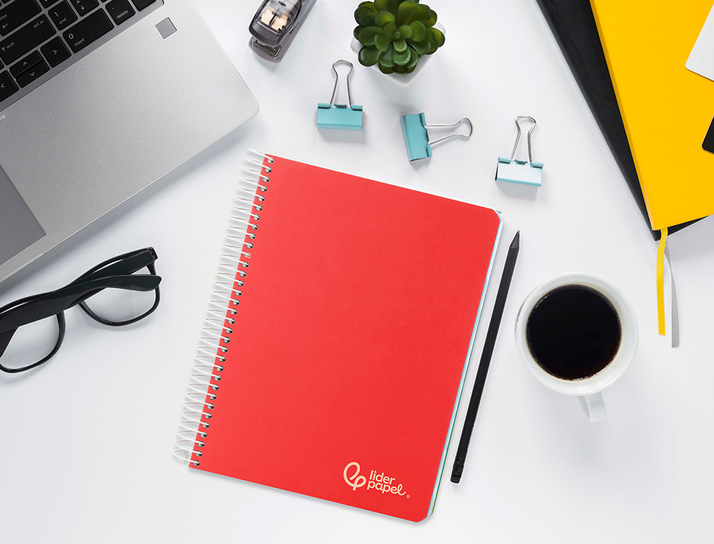 CADERNO ESPIRAL LIDERPAPEL WITTY MICRO DIN A5 CAPA DURA 120F 90GR PAUTADO 5 BANDAS 6 FUROS CORES SORTIDAS