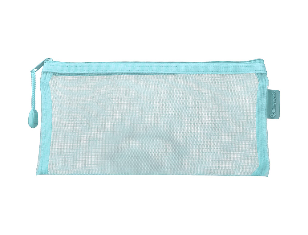 BOLSA COM FECHO DE CORRER LIDERPAPEL POLIESTER TRANSPIRAVEL MULTIUSOS TICKET 230X115 MM AZUL PASTEL