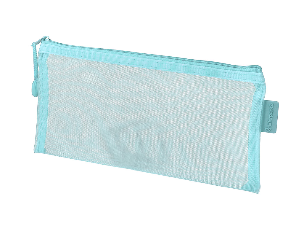 BOLSA COM FECHO DE CORRER LIDERPAPEL POLIESTER TRANSPIRAVEL MULTIUSOS TICKET 230X115 MM AZUL PASTEL