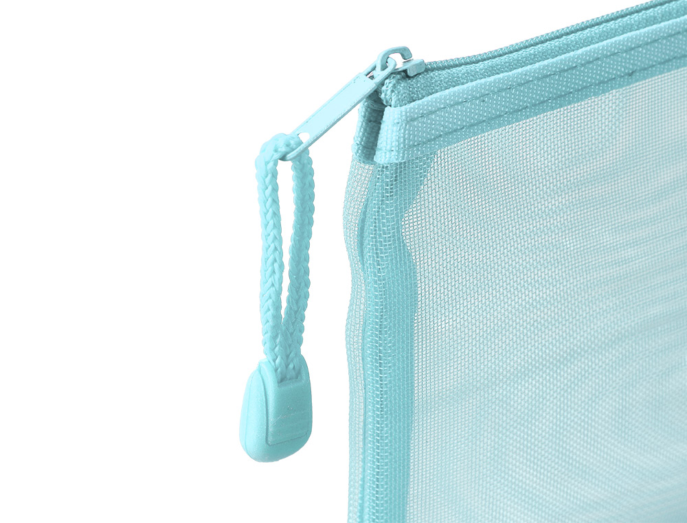 BOLSA COM FECHO DE CORRER LIDERPAPEL POLIESTER TRANSPIRAVEL MULTIUSOS TICKET 230X115 MM AZUL PASTEL