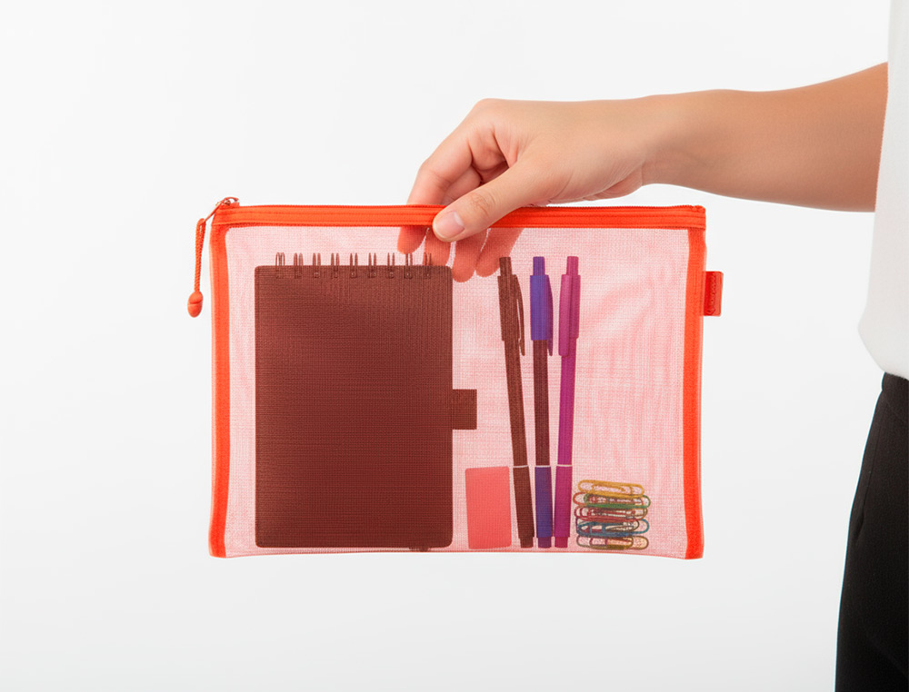 BOLSA COM FECHO DE CORRER LIDERPAPEL POLIESTER TRANSPIRAVEL MULTIUSOS DIN A5 LARANJA