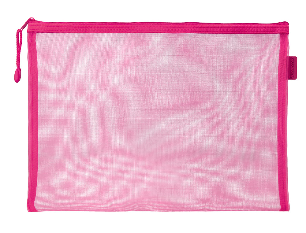 BOLSA COM FECHO DE CORRER LIDERPAPEL POLIESTER TRANSPIRAVEL MULTIUSOS DIN A4 ROSA