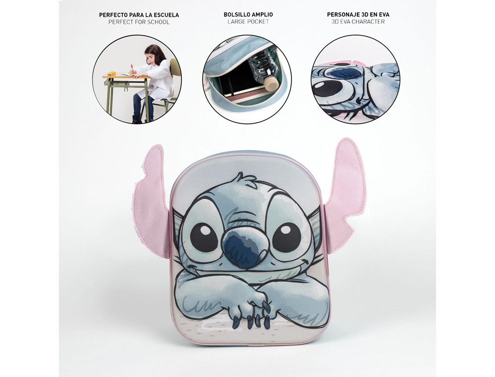 MOCHILA INFANTIL CERDA 3D APLICACOES STITCH 220X270X100 MM