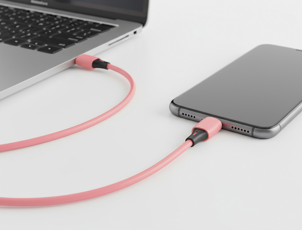 CABO USB-C A USB-C Q-CONNECT PVC COMPRIMENTO 2M ROSA