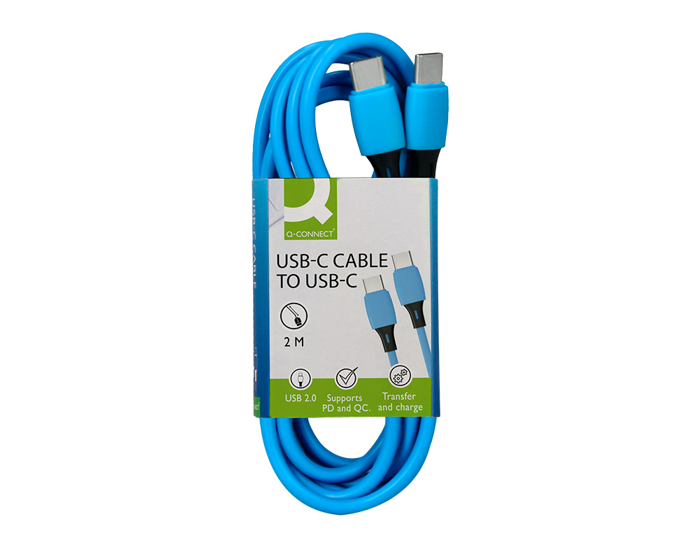 CABO USB-C A USB-C Q-CONNECT PVC COMPRIMENTO 2M AZUL
