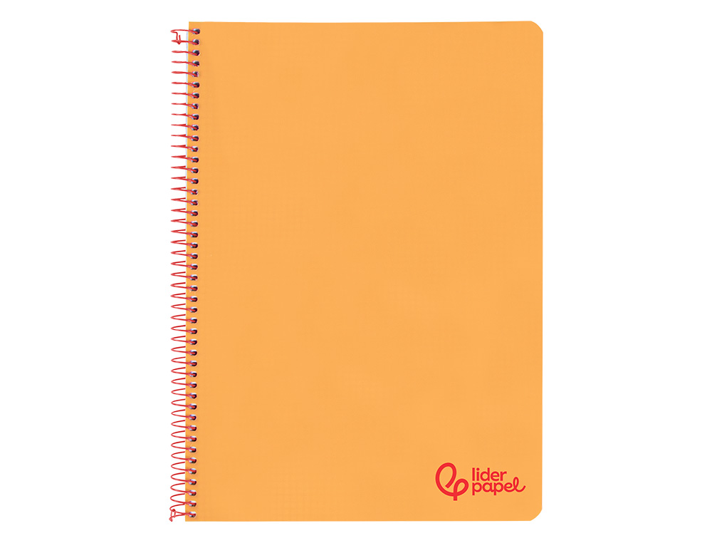 CADERNO ESPIRAL LIDERPAPEL WONDER DIN A4 CAPA PLASTICO 80F 90GR PAUTADO COM MARGEM COR LARANJA