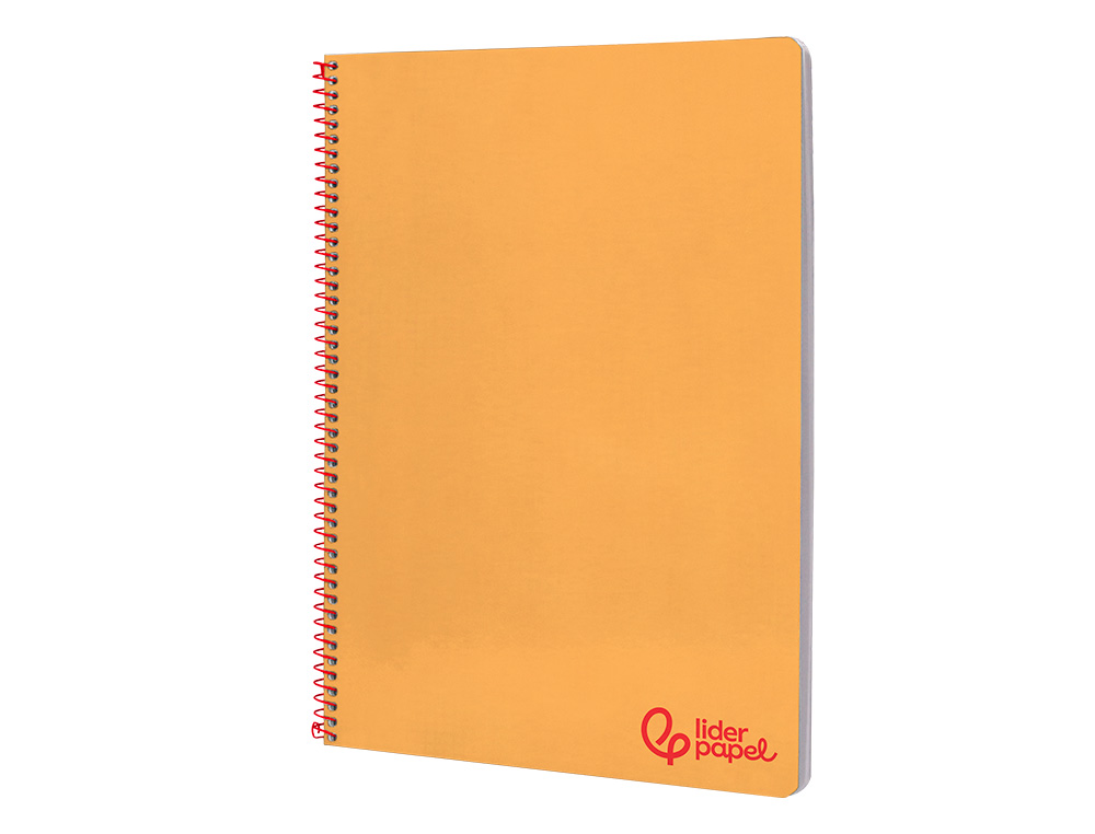 CADERNO ESPIRAL LIDERPAPEL WONDER DIN A4 CAPA PLASTICO 80F 90GR PAUTADO COM MARGEM COR LARANJA