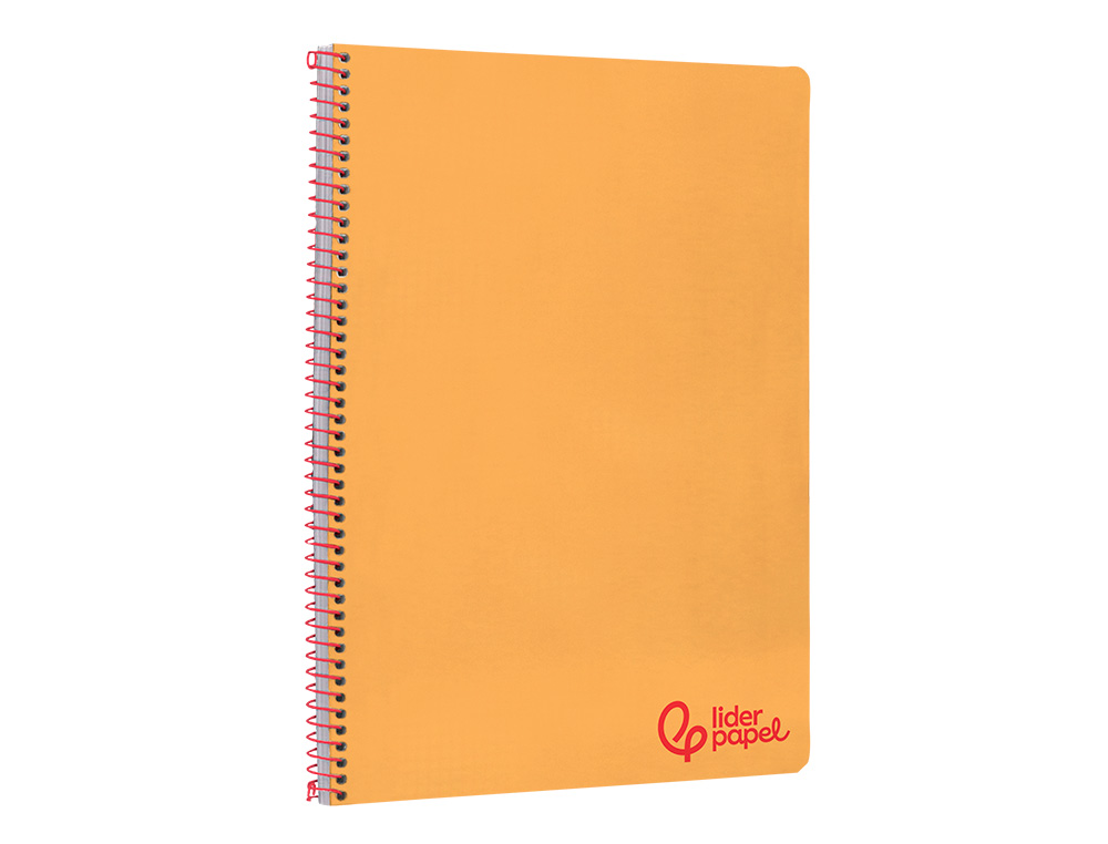 CADERNO ESPIRAL LIDERPAPEL WONDER DIN A4 CAPA PLASTICO 80F 90GR PAUTADO COM MARGEM COR LARANJA