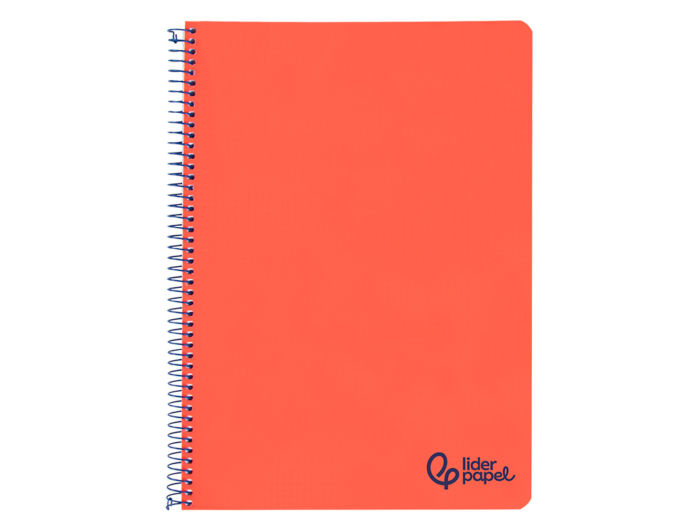 CADERNO ESPIRAL LIDERPAPEL WONDER DIN A4 CAPA PLASTICO 80F 90GR PAUTADO COM MARGEM COR VERMELHO