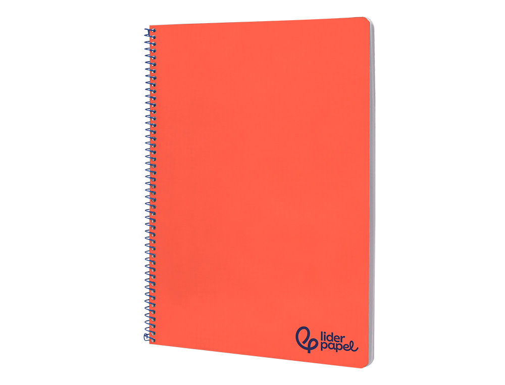 CADERNO ESPIRAL LIDERPAPEL WONDER DIN A4 CAPA PLASTICO 80F 90GR PAUTADO COM MARGEM COR VERMELHO