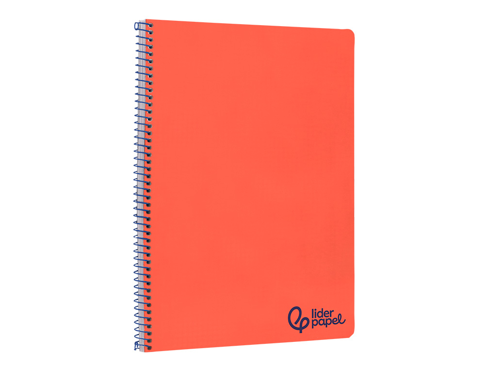 CADERNO ESPIRAL LIDERPAPEL WONDER DIN A4 CAPA PLASTICO 80F 90GR PAUTADO COM MARGEM COR VERMELHO
