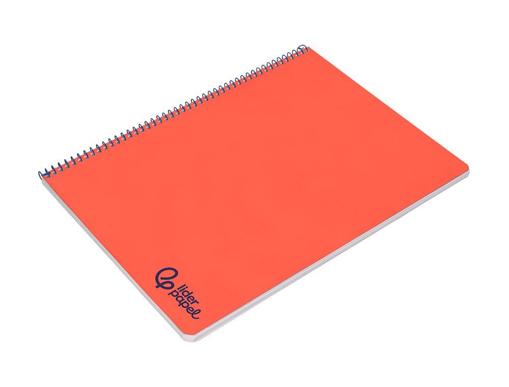 CADERNO ESPIRAL LIDERPAPEL WONDER DIN A4 CAPA PLASTICO 80F 90GR PAUTADO COM MARGEM COR VERMELHO