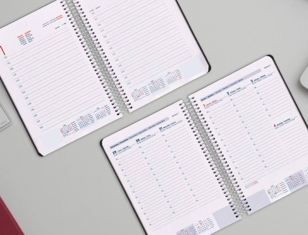 AGENDA ESPIRAL LIDERPAPEL CLASSIC A6 2026 SEMANA VISTA PRETO PAPEL 70 GR FSC