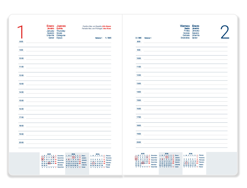 AGENDA ENCADERNADA LIDERPAPEL EFIRA A5 2026 DIA PAGINA VERDE PAPEL 70 GR FSC