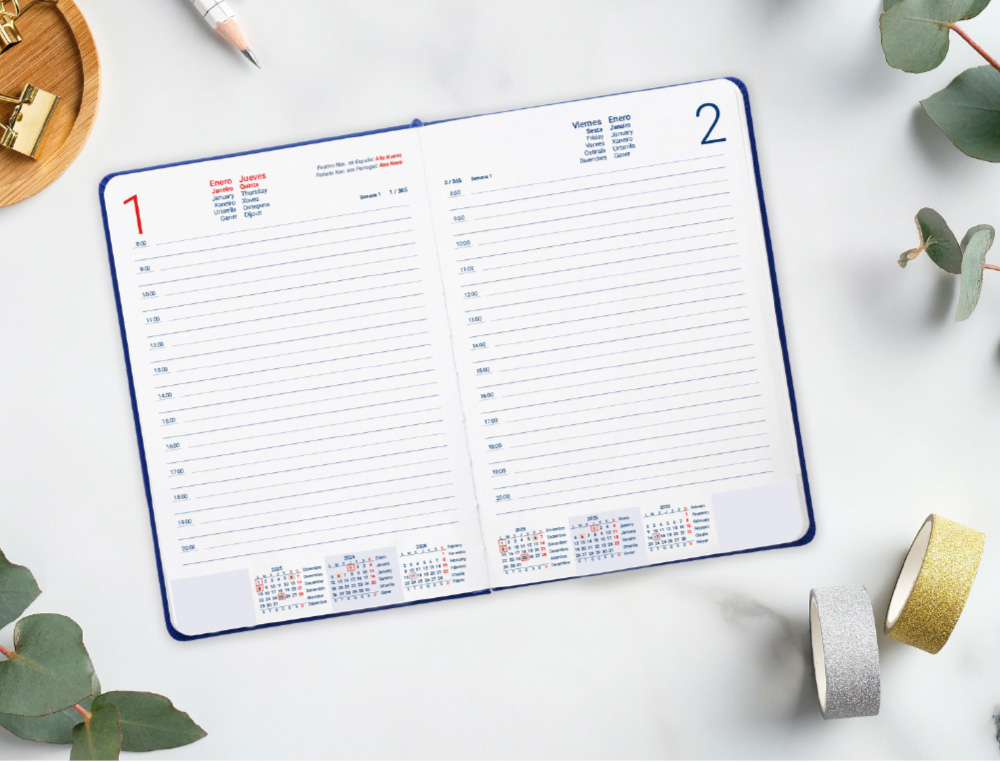 AGENDA ENCADERNADA LIDERPAPEL ICARIA A5 2026 DIA PAGINA ROSA PAPEL 70 GR FSC
