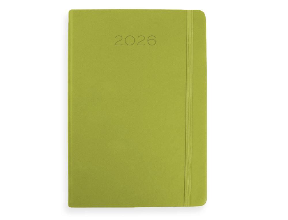 AGENDA ENCADERNADA LIDERPAPEL MYKONOS 15X21 2026 DIA PAGINA VERDE CLARO PAPEL 70 GR FSC