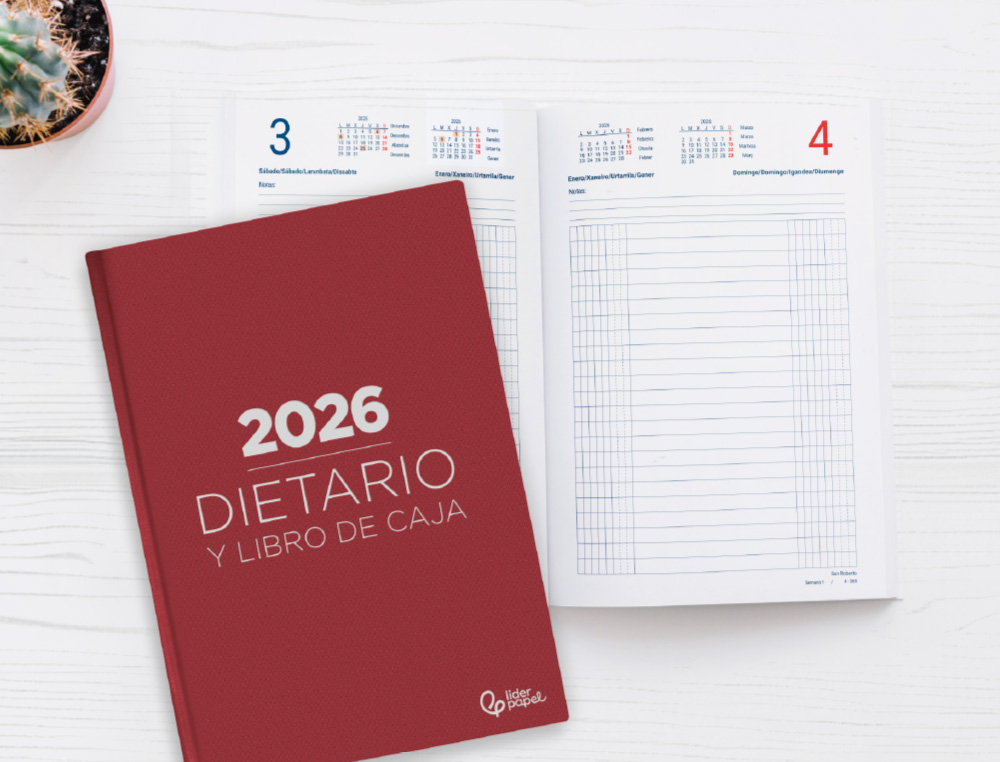 AGENDA ENCADERNADA LIDERPAPEL DIETARIO 150X305MM 2026 DIA PAGINA AZUL PAPEL 70 GR FSC