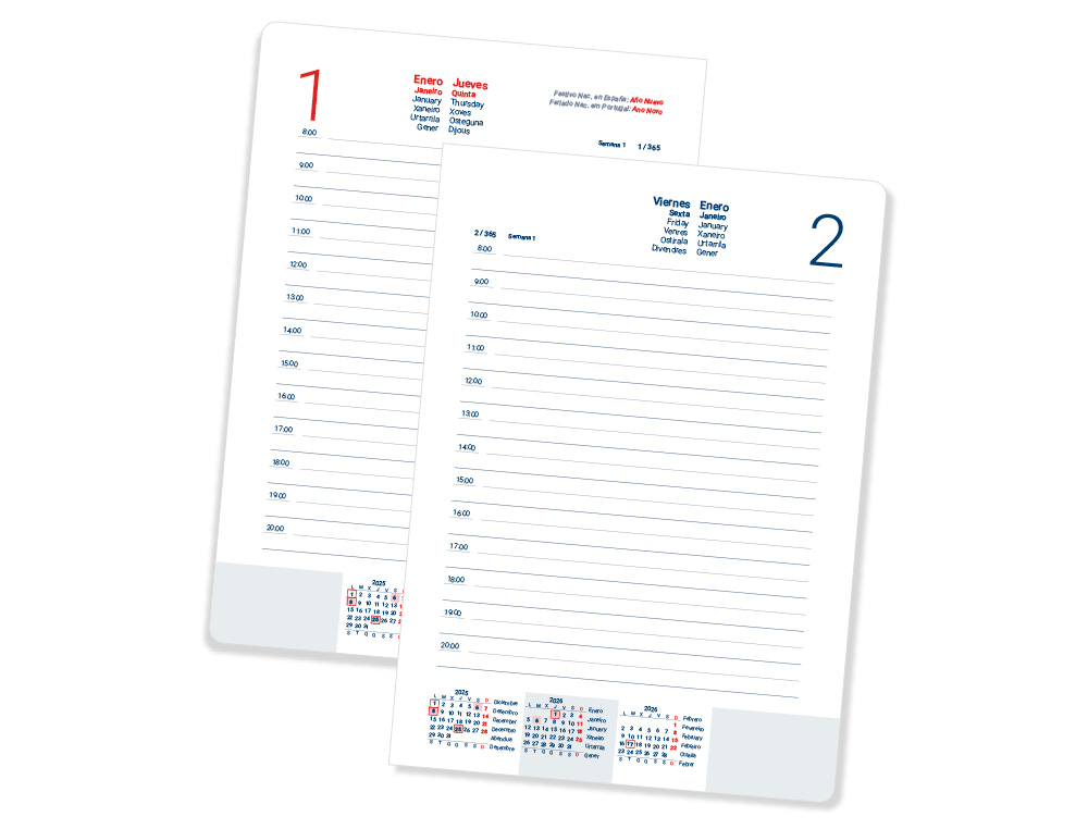 RECARGA AGENDA ANEIS LIDERPAPEL 148X205 MM DIN A5 2026 DIA PAGINA PAPEL 70 GR FSC