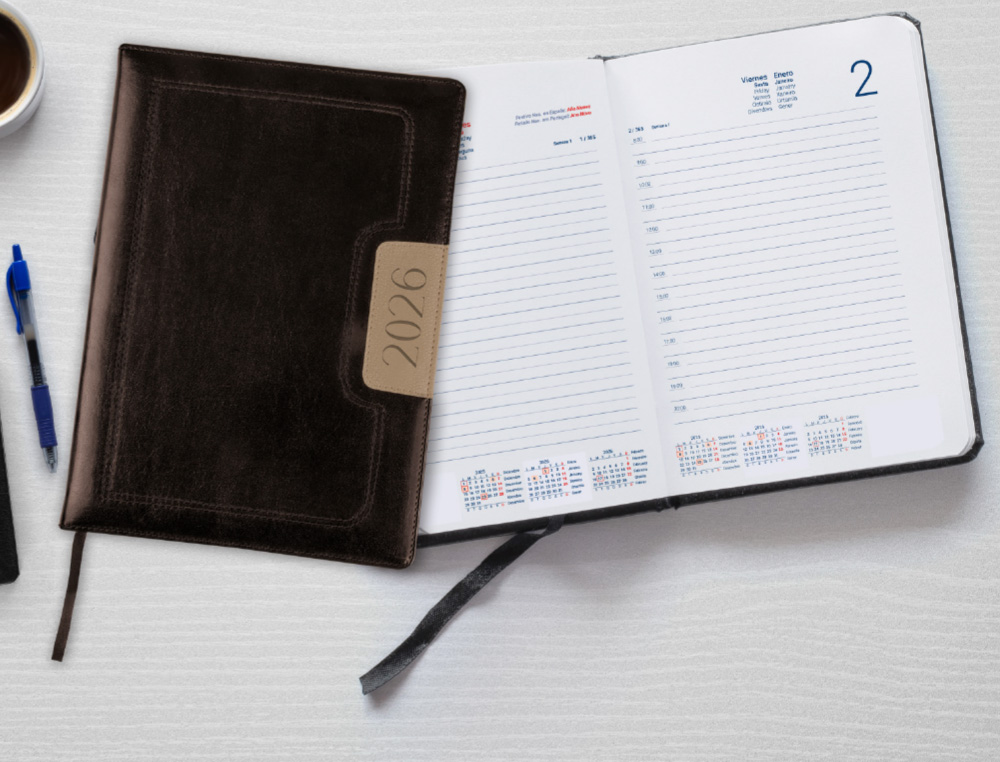 AGENDA ENCADERNADA LIDERPAPEL DORIOS 17X24 2026 DIA PAGINA PRETO PAPEL 70 GR FSC