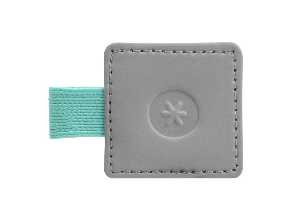 PORTABOLIGRAFO AUTOADHESIVO ANTARTIK PARA CUADERNO NOTE CON ELASTICO HASTA 15 MM GROSOR 80 MM GRIS Y TURQUESA