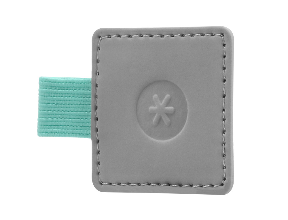 PORTABOLIGRAFO AUTOADHESIVO ANTARTIK PARA CUADERNO NOTE CON ELASTICO HASTA 15 MM GROSOR 80 MM GRIS Y TURQUESA