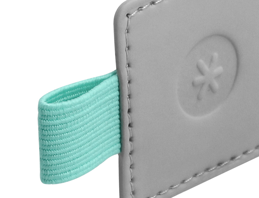 PORTABOLIGRAFO AUTOADHESIVO ANTARTIK PARA CUADERNO NOTE CON ELASTICO HASTA 15 MM GROSOR 80 MM GRIS Y TURQUESA