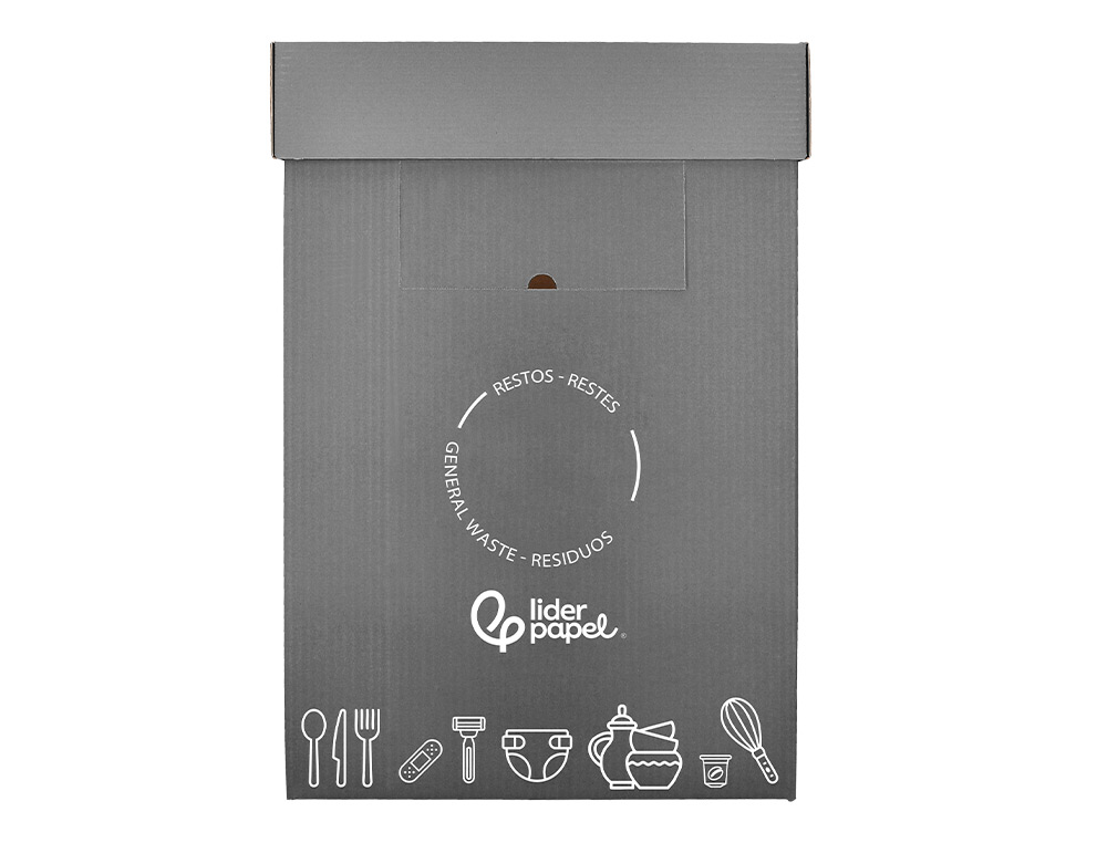 CONTENEDOR PAPELERA RECICLAJE LIDERPAPEL CARTON RECICLADO PARA VIDRIO 450X350X650 MM 70 LITROS VERDE