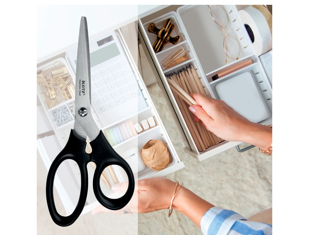 TESOURA DE ESCRITORIO LEITZ ACO INOXIDAVEL 185 MM COR PRETO