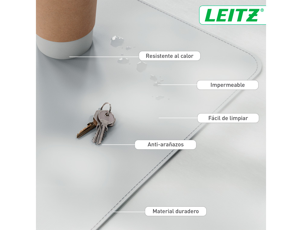 TAPETE DE SECRETARIA LEITZ 80X40 CM COR CINZA CLARO