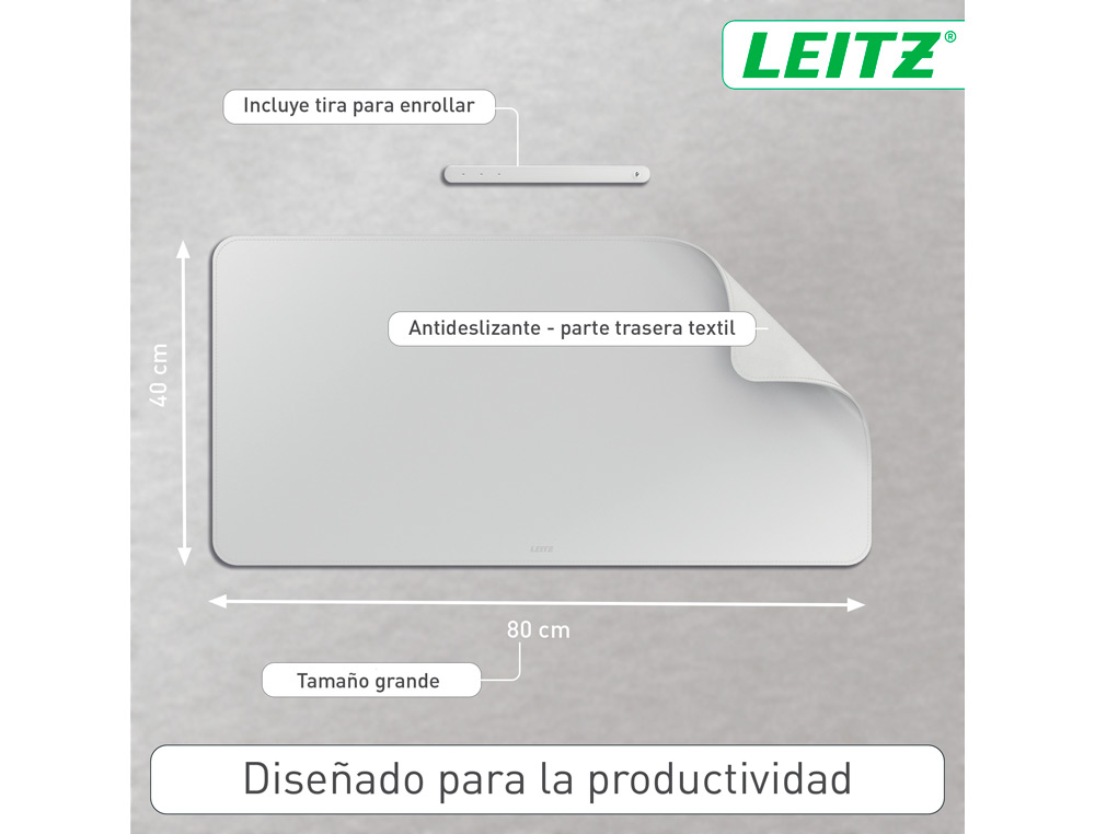 TAPETE DE SECRETARIA LEITZ 80X40 CM COR CINZA CLARO
