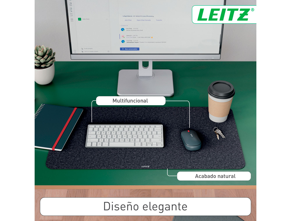 TAPETE DE SECRETARIA LEITZ FIELTRO 70X36 CM COR CINZA