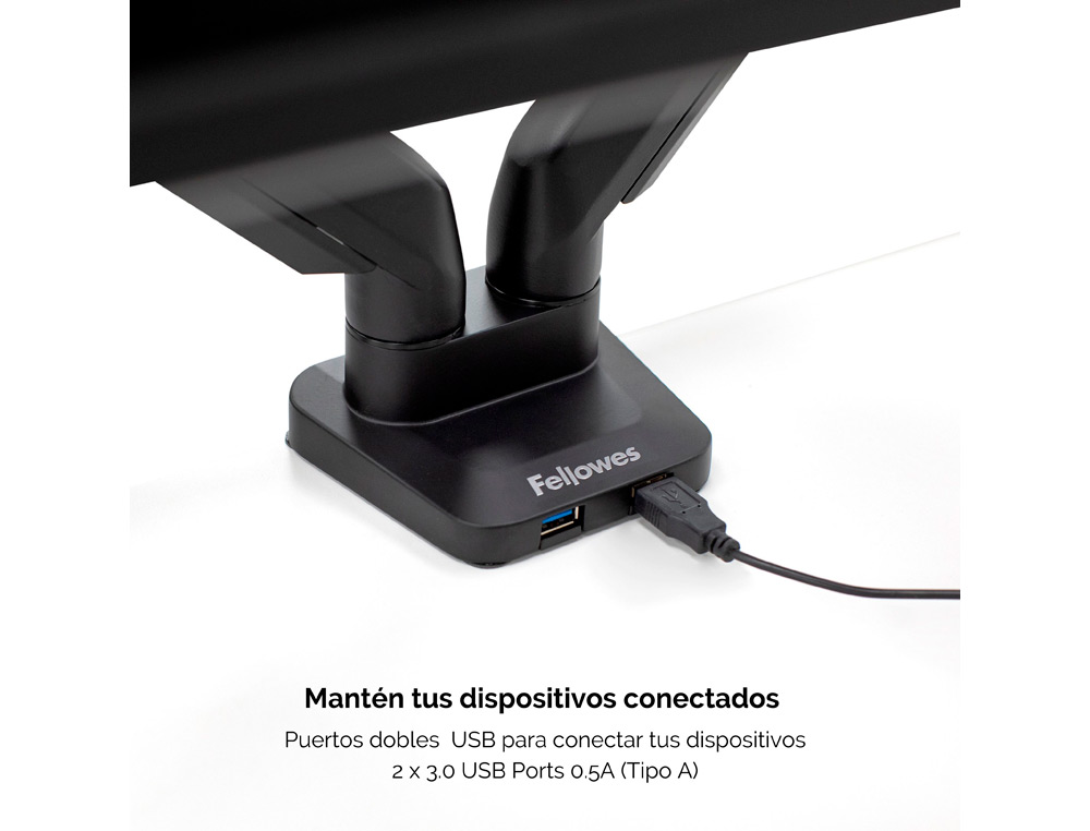 BRACO PARA MONITOR FELLOWES PLATINUM AJUSTAVEL EM ALTURA PARA DOIS ECRAS NORMA VESA ATE 10 KG PRETO