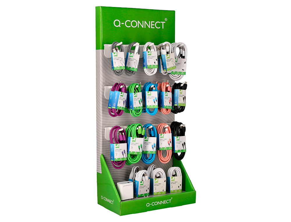 EXPOSITOR SECRETARIA Q-CONNECT PARA CABOS E CARREGADORES COM 48 UNIDADES SORTIDAS