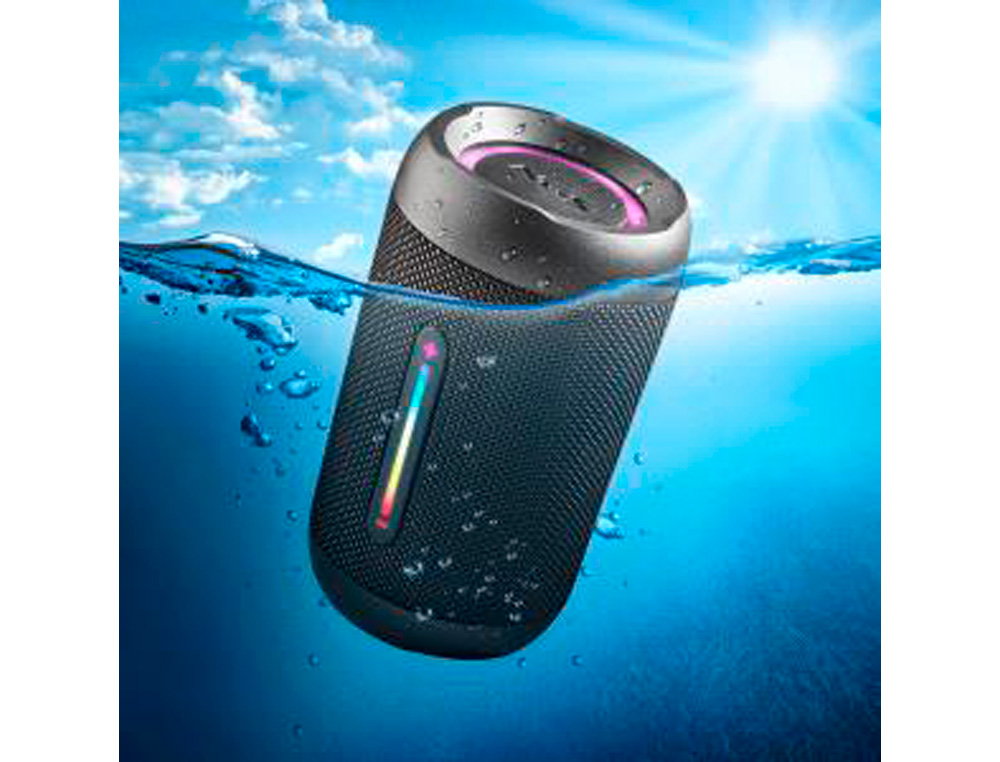 COLUNA NGS ROLLER FURIA 2 TINY PORTATIL 20W BLUETOOTH LUZES RGB E IMPERMEABILIDADE IPX7 COR PRETO