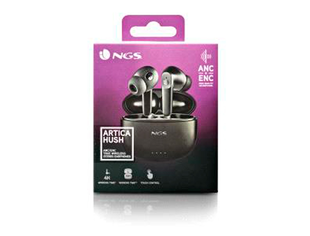 AURICULARES NGS ARTICA HUSH COM ANC&ENC BLUETOOTH 16 HORAS DE AUTONOMIA MICROFONE DE ALTA QUALIDADE E TOUCH CONTROL COR