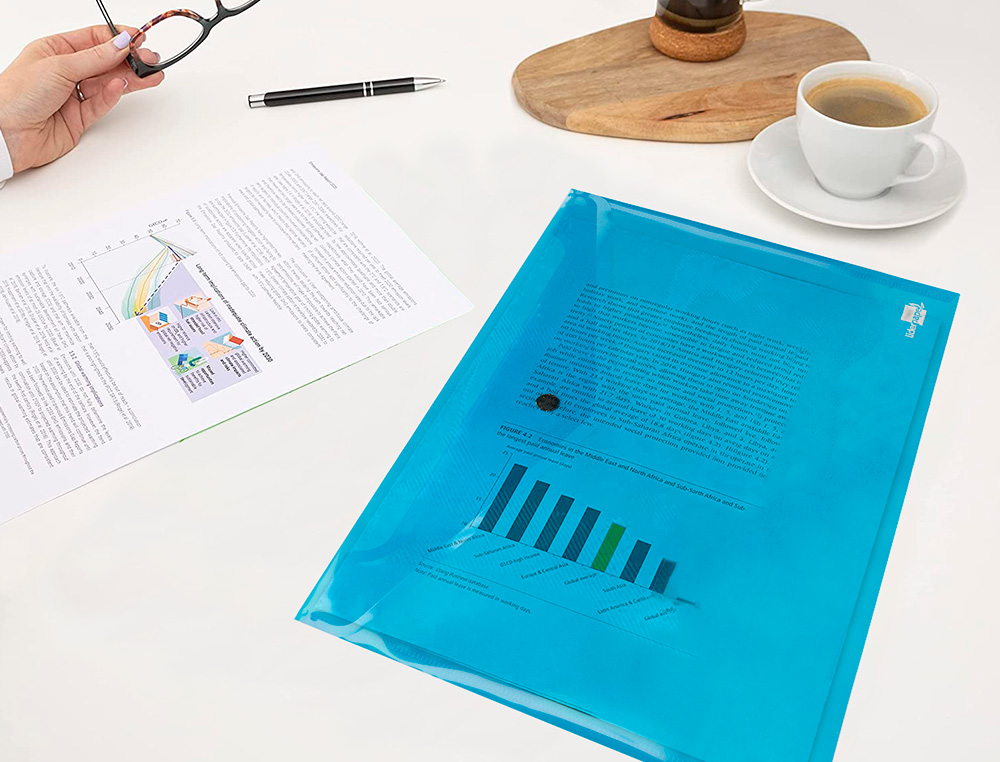 BOLSA PORTA DOCUMENTOS LIDERPAPEL COM MOLA DIN A4 AZUL