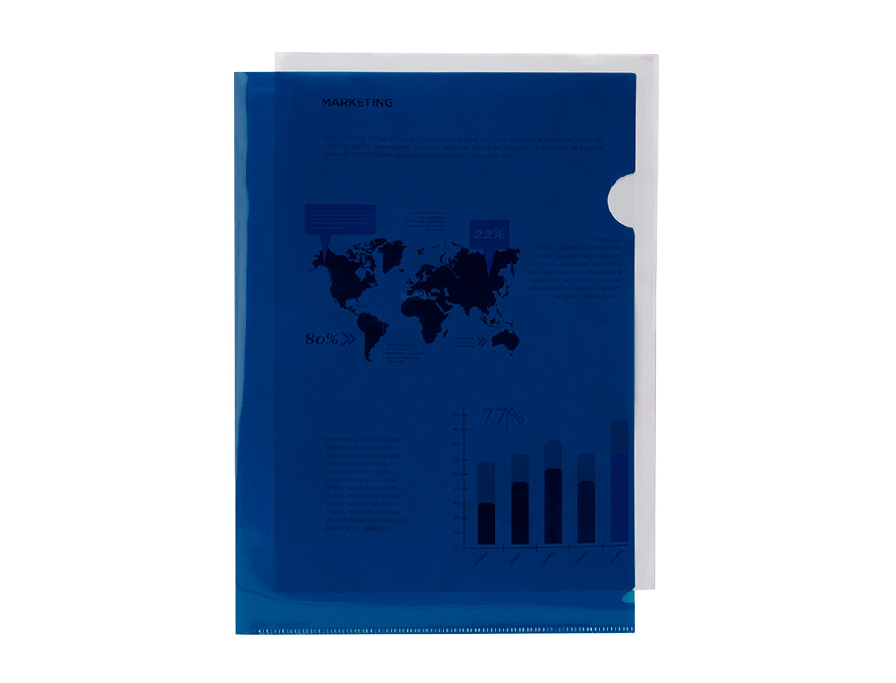 BOLSA DOSSIER LIDERPAPEL DIN A4 POLIPROPILENO AZUL TRANSLUCIDO 20 FOLHAS