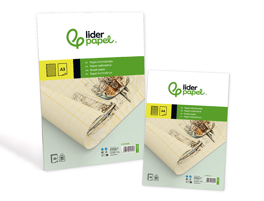 BLOCO PAPEL MILIMETRICO LIDERPAPEL DIN A4 50 FOLHAS 80 GR