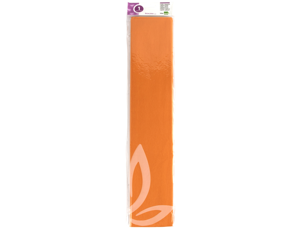 PAPEL CREPE EM CELOFANE LIDERPAPEL 50 CM X 2,5 M LARANJA CLASSICO