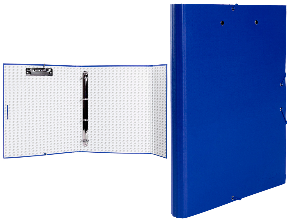 CAPA LIDERPAPEL 4 ANEIS 25 MM COM ELASTICOS ABA E MINI-CLIP AZUL