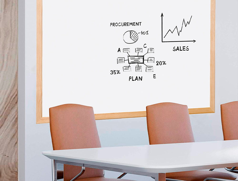 QUADRO EM MELAMINA, Q-CONNECT COM CAIXILHO EM MADEIRA 90 X 60 CM