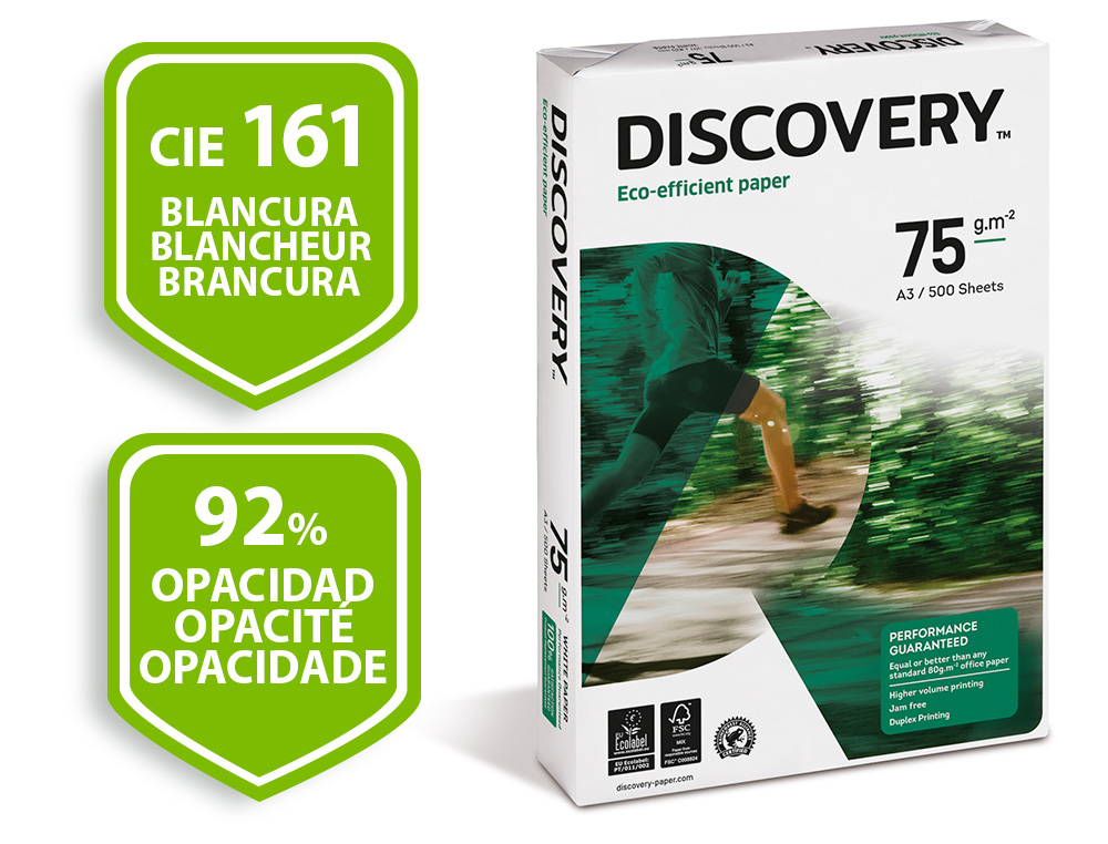 PAPEL FOTOCOPIA DISCOVERY DIN A3 75 GR EMBALAGEM DE 500 FOLHAS