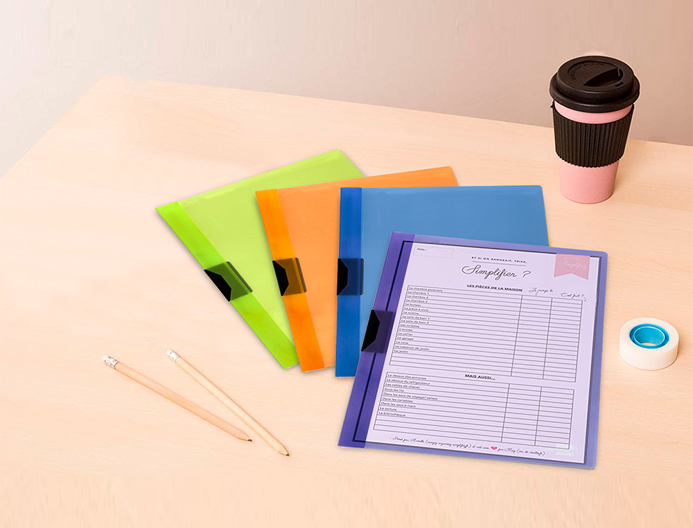 BOLSA DOSSIER LIDERPAPEL COM CLIP LATERAL DIN A4 LARANJA 30 FOLHAS