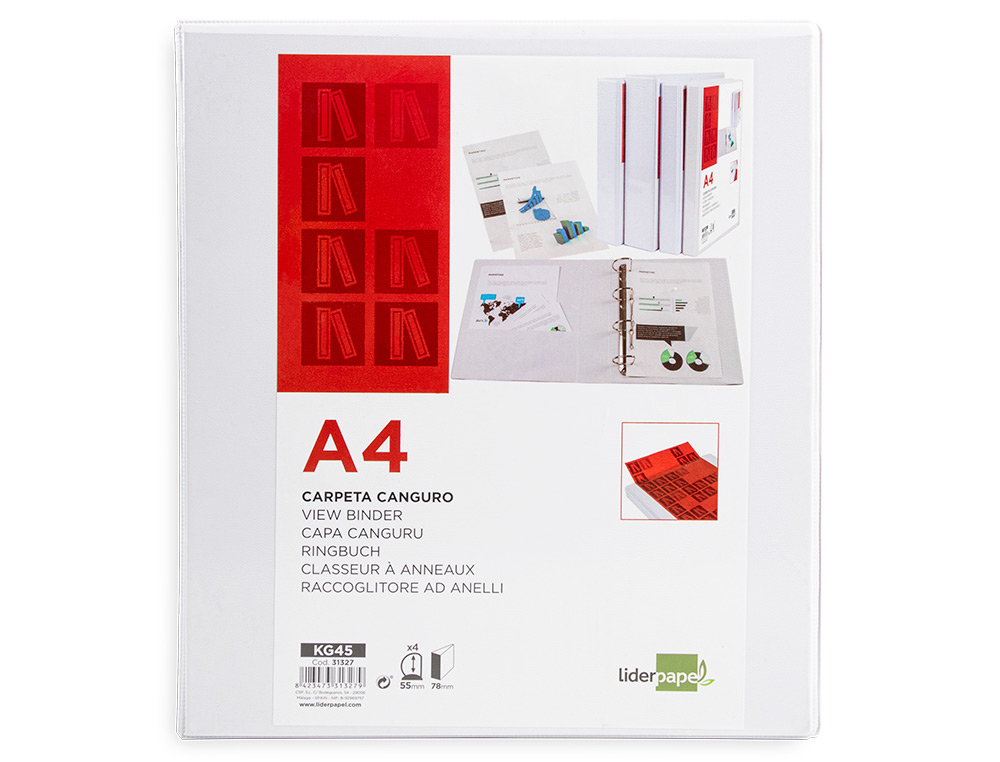 PASTA CANGURU LIDERPAPEL DIN A4 4 ANEIS DE 55 MM