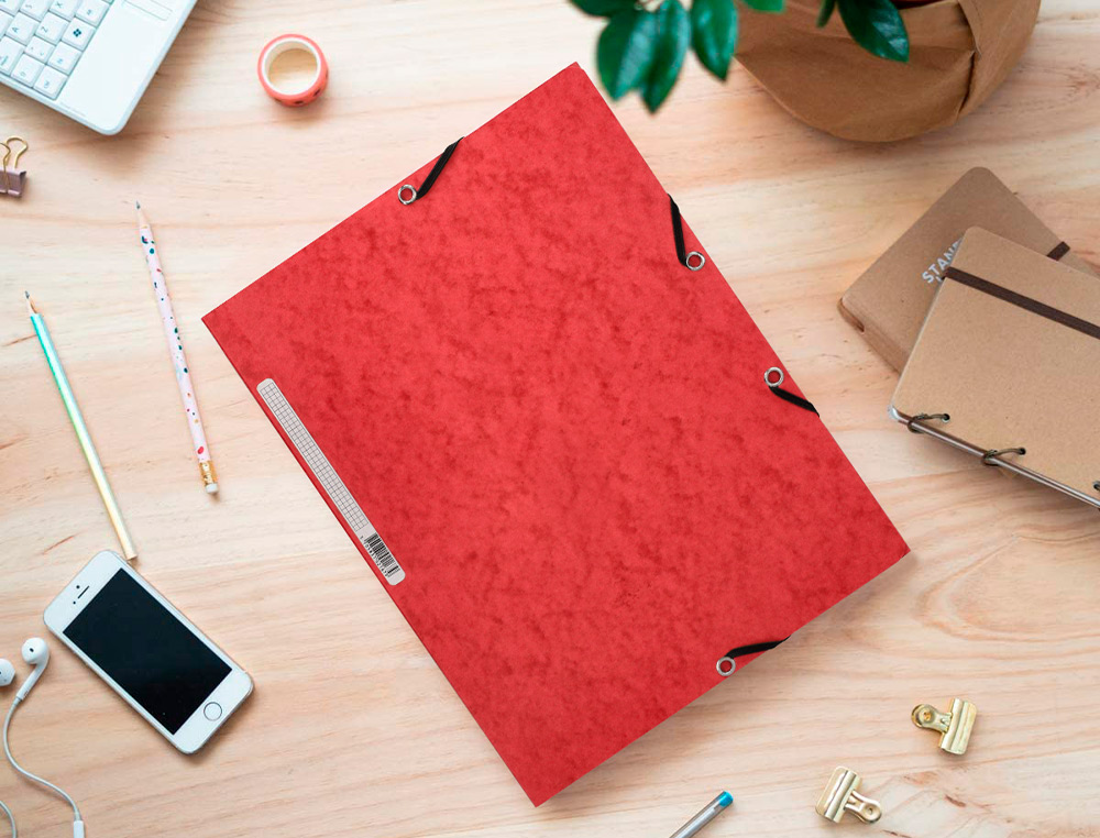 PASTA DE ELASTICOS Q-CONNECT DIN A4 COM ABAS VERMELHA