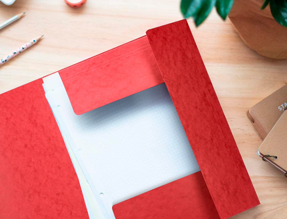 PASTA DE ELASTICOS Q-CONNECT DIN A4 COM ABAS VERMELHA