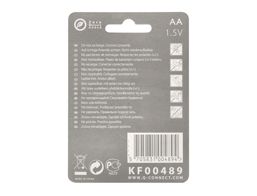 PILHA Q-CONNECT ALCALINA AA BLISTER COM 4 UNIDADES